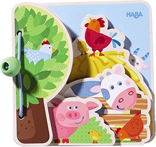 HABA Farm Friends Wooden Book with Easy Turn Pages - Ages 10 Months and Up