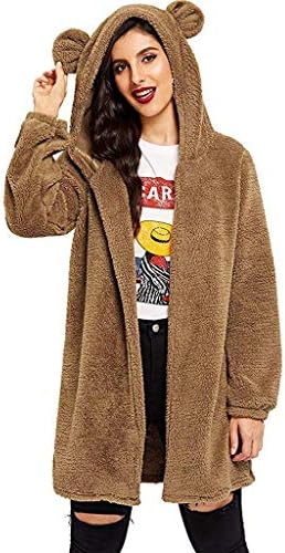 Women Jacket,Hoodies Long Sleeve Bear Ear Teddy Hooded Fleece Sweatshirt Cardigan Cardigan