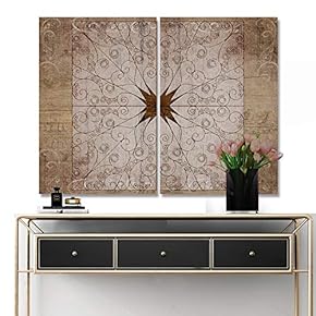 2 Piece Canvas Wall Art Vintage Pattern Pictures Home Wall Decorations for Bedroom Living Room Paintings Canvas Prints Framed - 16"x24" x 2 Panels