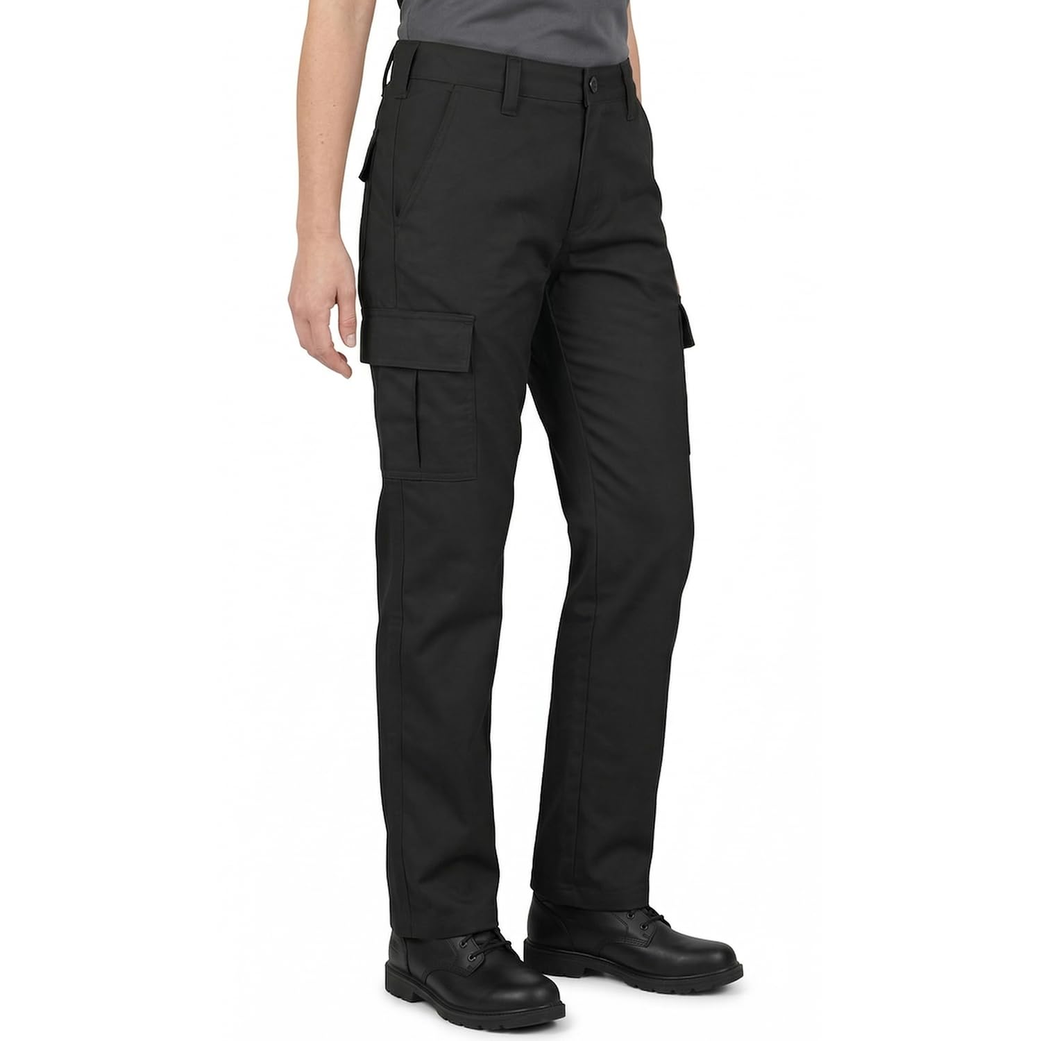 Lee Cooper Ladies Work Cargo Trousers Heavy Duty Workwear Easy Care Multi Pocket Work Safety Classic pants for Women (Black 8 UK / 30" Leg, Regular)