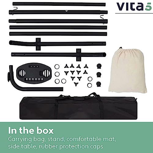 Vita5 Hammock with Stand - Adjustable Frame 290-330cm - Large 80% Cotton 20% Polyester Hammock for Garden, Patio, Balcony and Camping - Portable with Carry Bag