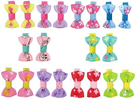 Jollyfit 20 Pieces 2.5" Tiny Boutique Grosgrain Ribbon Hair Bow Alligator Clip Barrettes for Baby Girls Toddlers Infant Kids Teens (Spring Series)