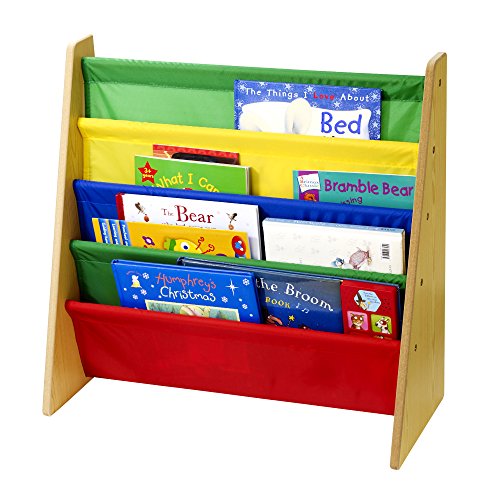 [- KiddyPlay Wooden Book Storage Rack - Primary Colours  -]
