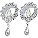 SoScene Silver Stainless Steel Dangle Opal center Single flare Ear Plugs Gauges (10MM-00 GAUGE)
