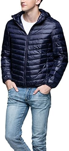 Tankoo Men's Outwear Jacket Hooded Packable Lightweight-Navy-M