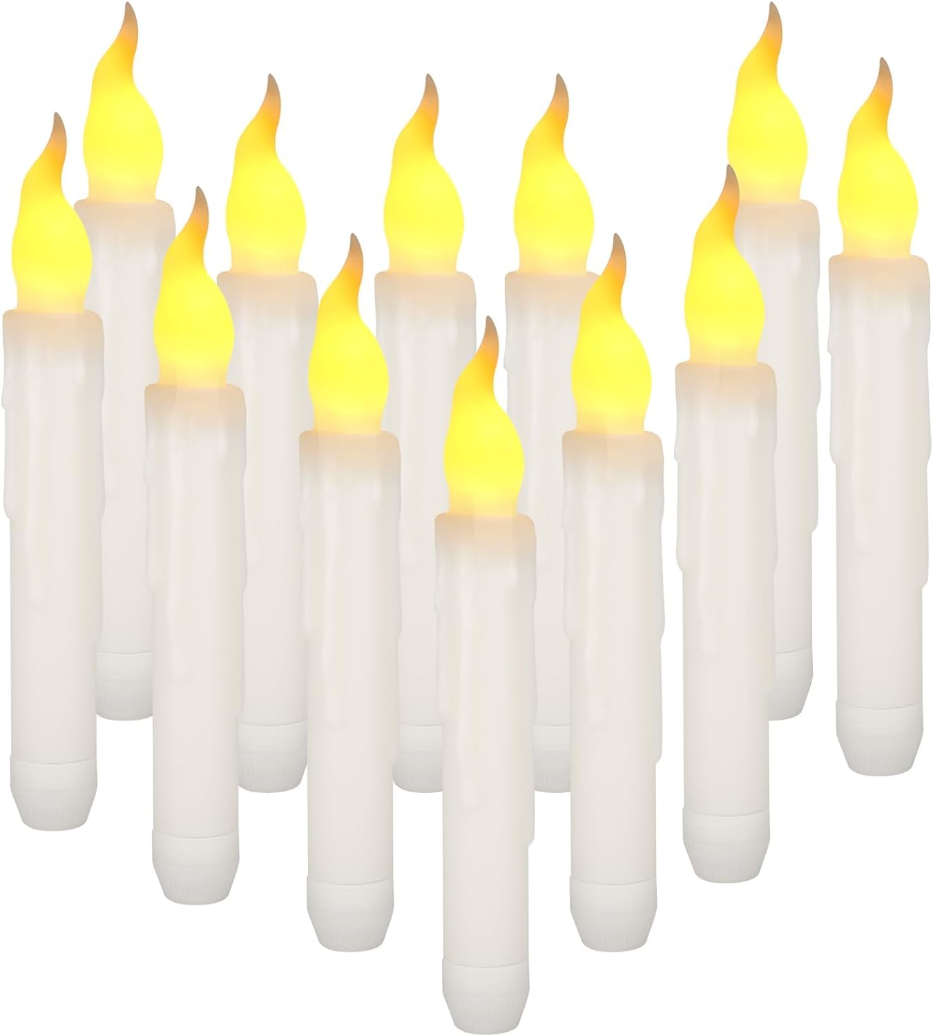 Yeahmart Pack of 12 LED Taper Candle Lights, Flameless Battery Operated Floating Candles for Christmas Wedding Churches Birthday Party Decorations, Warm White, Dia 0.79 x 6.5 Inch