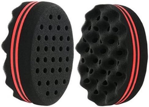 Magic Twist Hair Brush Double Side and Barber Curly Wave Dread Sponge Coil Dread lock Afro for Natural Hair 2 pack (8mm hole diameter black)