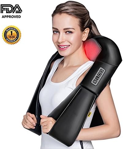 Rxlife Shiatsu Back and Neck Massager with Heat Deep Kneading Massage Adjustable for Shoulder Legs and Foot Home Car Office Relax