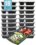 [18 PACK VALUE] MiscHome 2 Compartment Meal Prep Containers | 32 Oz. Two Compartment Food Storage Containers with Lids | BPA Free Bento Boxes | Stackable Meal Prep Containers Two Compartment