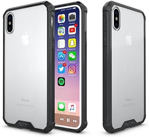 Kssmi iPhone X Clear Case iPhone 10 Crystal Transparent Case Shock Absorption Hybrid Air Cushion Reinforced TPU Bumper Anti-Scratch PC Back Cover Holiday Gift Tempered Glass Screen Protectors Black