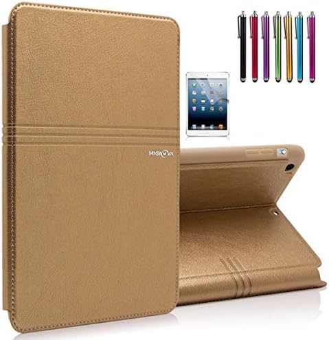Mignova New iPad 9.7 Inch, Lightweight Slim Fit PU Leather Folio Flip Smart Stand Wallet Case with Auto Wake/Sleep for iPad 5th 6th Generation 2017/2018 +Screen Protector Film and Stylus Pen(Gold)