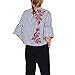 Fedi Apparel Women's Embroidery Floral Striped Long Sleeve Blouse Tops T-shirt (Blue, Asian XL)