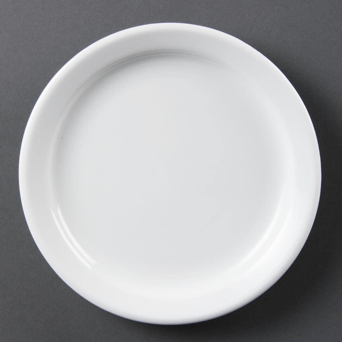 Olympia White Ware Narrow Rimmed Service Plates 180mm Porcelain 12pc