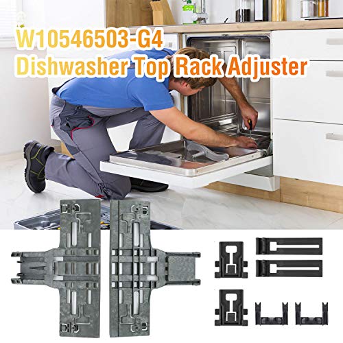 Upgraded W10546503 Upper Rack Adjuster Kit with W10195840 Dishwasher