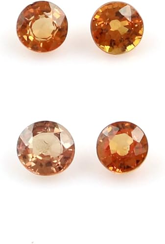 Amazon Dvg 100 天然オレンジサファイア 1 56カラット Tcw ラウンド 4個 ファセット宝石 ルースストーン 通販