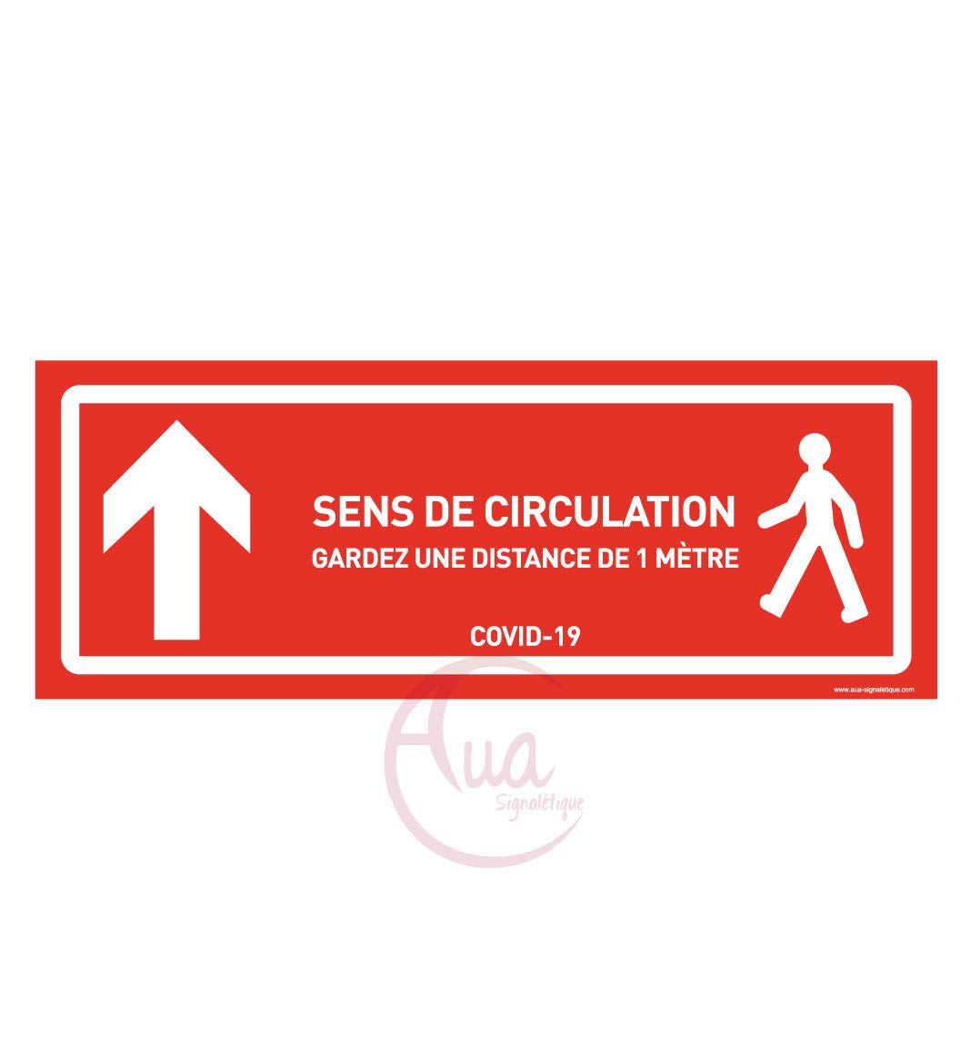 AUA SIGNALETIQUE - Signalisation au Sol Circulation Tout Droit - Autocollant laminé - Rouge 420x160 mm