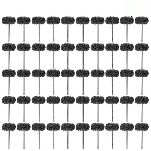 Rocaris 1" Black 300 Grit Abrasive Buffing Polishing Wheels Burr For Proxxon Dremel Rotary Tools-1/8"(3mm) Shank 50 Pack