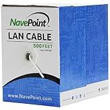 NavePoint CAT5e (CCA), 500ft, White, Solid Bulk Ethernet Cable, 24AWG 4 Pair, Unshielded Twisted Pair (UTP)