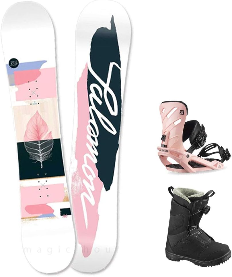 スノーボード 板 レディース 3点 セット スノボ ビンディング ブーツ Salomon サロモン Lotus スノボー 初心者 ハイブリッド キャンバー ボード Wロッカー ソフトフレックス カワイイ おしゃれ 142cm Magic Hour マジック アワー ボード Amazon