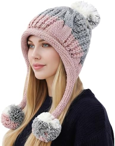 JUENAWMIU Women Winter Peruvian Cover Ears Beanie Hat With  display picture 2