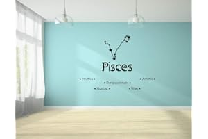 ALL THINGS VALUABLE Pisces Constellation Traits Horoscope / Zodiac / Astrology / Birthday Sayings or Quotes Decal Vinyl Wall Art House Decor Stickers for Boys / Girls Bedroom, Kitchen, Home Decoration Size (18x20 inch)