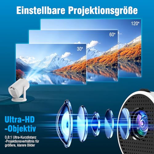 Portable Mini Projector 4K with WiFi 6 and Bluetooth, Small Projector for Travel, 360° Rotating Base, Power Bank Connection and Mobile Phone Pairing, Ideal for Home Cinema and Portable Projector 4K