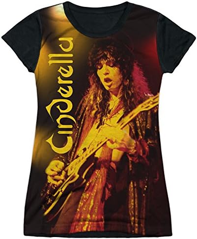 Cinderella Rock Band Tom Keifer Shredding Juniors Black Back T-Shirt Tee