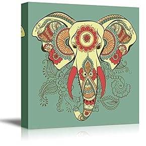 Canvas Wall Art Tribal Elephant Splash-Ink Effect Canvas Prints Home Artwork Decoration for Living Room,Bedroom - 12x12 inches