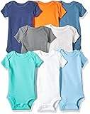 Carter's Baby Boys' 8 Pack Short-Sleeve Bodysuits, Multi/Turquoise, 6 Months