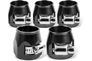 Aurorasters 8AN Hose Pipe Clamps,5PCS Hose Finisher Clamp with Screw Band,Black Hose Connectorsfor Fuel/Oil/Diesel/Gas/Air and Water rubber Hose Tube