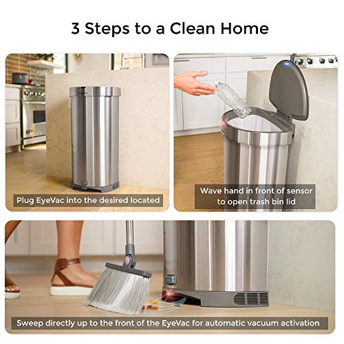 EyeVac+ 2in1 Touchless Trash Can & Vacuum 13 Gallon Stainless Steel