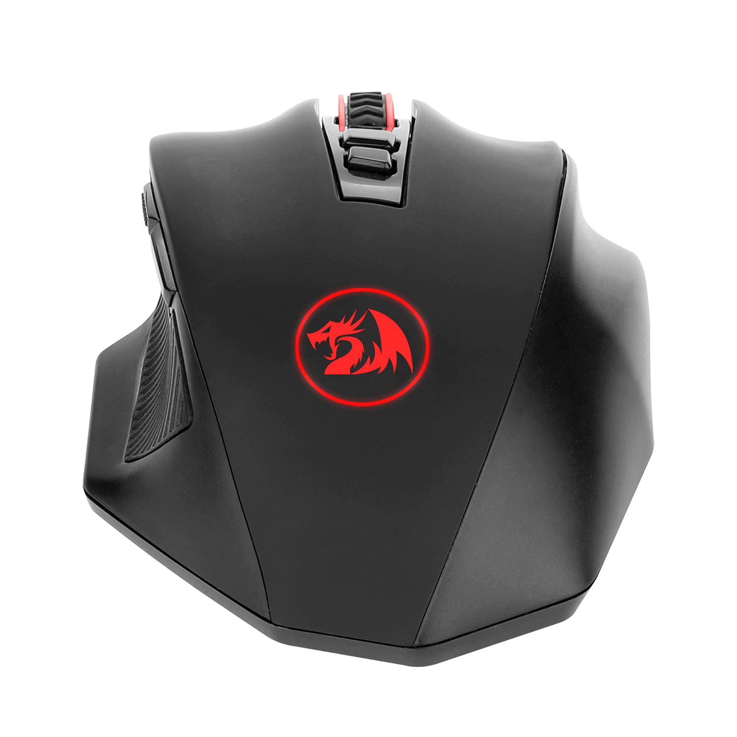 Redragon M655 Ergonomic Wireless Gaming Mouse, Red LED Backlit with 7 Buttons Macro Programmable 4000 DPI for Windows PC Gamer