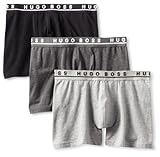 BOSS HUGO BOSS Men's 3-Pack Cotton Stretch Cyclist Boxer Short, Charcoal/Black/Light Grey, Medium