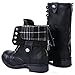 JJF Shoes H-7 Black Plaid Military Combat Foldable Cuff P-Leather Zipper Lace Up Boots-8