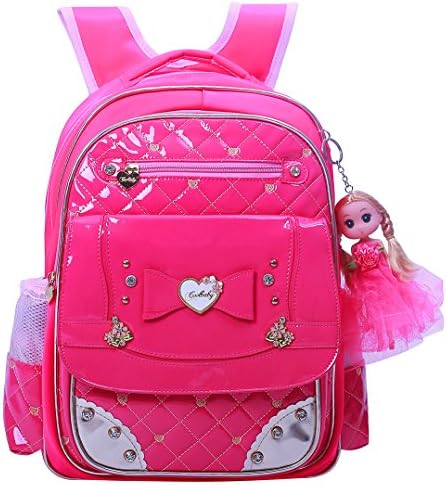 Mysticbags Girls Backpack Waterproof Kids Backpack Cute Princess Style Rose Red