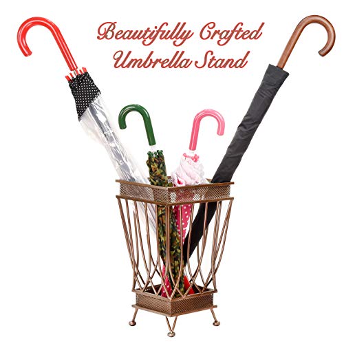 Dualplex Super Quality Umbrella Stand, Umbrella Holder, Antique Look Metal, Entry Hallway Décor, Square Style, w/Removable Drip Tray. Home, Office Decoration Rack Holds Umbrellas Canes Walking Sticks - Thumbnail 3
