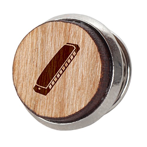 Harmonica Stylish Cherry Wood Tie Tack- 12Mm Simple Tie Clip with Laser Engraved Design - Engraved Tie Tack Gift