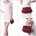 BMC Red Beaded Sequin Design Metal Frame Kissing Lock Clasp Satin Interior Evening Clutch - Exuding Eloquence Collection