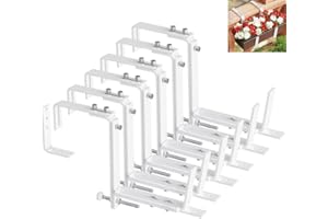 HFHOME Set of 6 Adjustable Window Planter Box Brackets, White Brackets for Window Boxes Planters, Planter Shelving with Adjustable Size The Width of The Bottom of The Planter Box