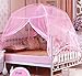 CdyBox Foldable Baby Adult Double Zipper Door Sleeping Yurt Mosquito Net Bed Canopy with Stand (L, Pink)