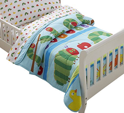 Wildkin Lightweight Toddler Comforter, 100% Cotton Toddler Comforter with Soft Flannel Lining and Embroidered Details, Coordinates with Other Room Décor – The Very Hungry Caterpillar