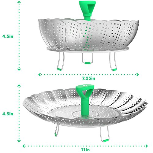 image for Vremi Collapsible Vegetable Steamer Basket- Food Safe Round Stainless 