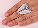 YACQ Women's Angel Wings Stretch Rings Fit Finger Size 7 to 9 - Elastic Soft Band Perfect for Arthritis - Lead & Nickle Free - Silk Scarf Holders - (1-1/2 H x 1-1/5 W) Inches (Silver Clear)
