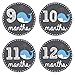 Pinkie Penguin Baby Monthly Stickers - Whale Theme - Baby Boy - 1-12 Months - Milestone Onesie Stickers - Month Stickers for Baby