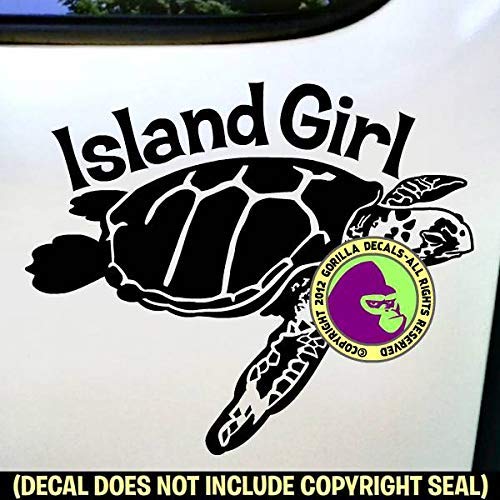 ISLAND GIRL Sea Turtle Ocean Vinyl Decal Sticker A