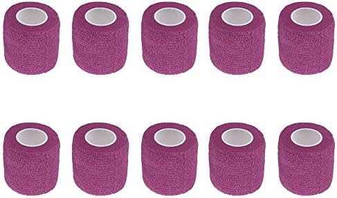 Supmico 10 Pack Self Adhesive Cohesive Wrap Bandages Strong Elastic First Aid Tape Purple Wrist Ankle 4.5mx5cm