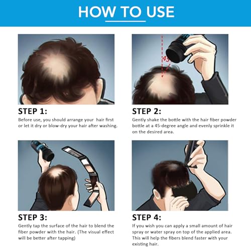 moulis Hair Fibers With Applicator, Hair Strengthening Natural Keratine, Hair Building Hair, Densifier Fiber Powder Spray for (Black)