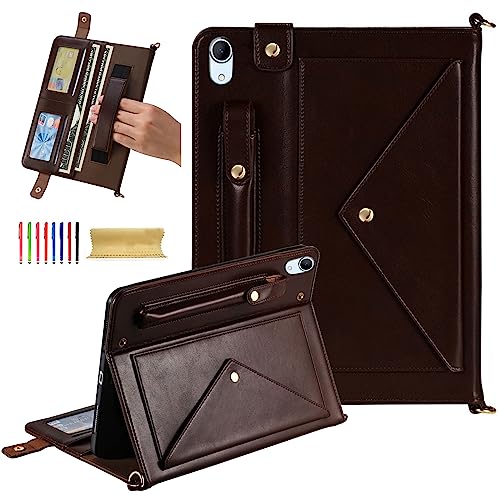 Dteck for iPad 10th Generation Case 2022, Premium PU Leather Business Stand Smart Auto Wake/Sleep Cover Shoulder/Hand Strap Card Slots Wallet Case with Pencil Holder for iPad 10th Gen 10.9",Brown at Amazon