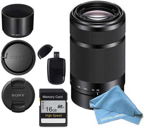 Sony E-Mount 55-210mm F 4.5-6.3 Lens for Sony E-Mount + 16GB SD Memory Card and USB SD Card Reader