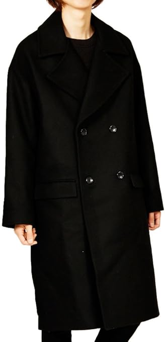 Pコート メンズ ビッグシルエット オーバーサイズ 日本製 国産 デザイナーズ ウール メルトン ロング ピーコート F ブラック コート ジャケット 通販 Amazon